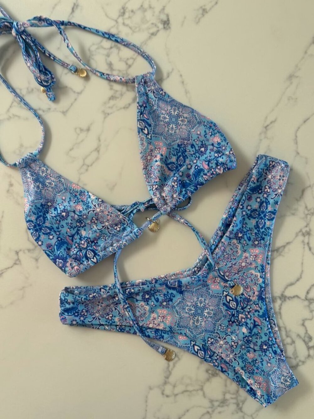 Kulani Kinis Halter Top & Cheeky V Bottom Bikini SET - Santorini - Size S/M
